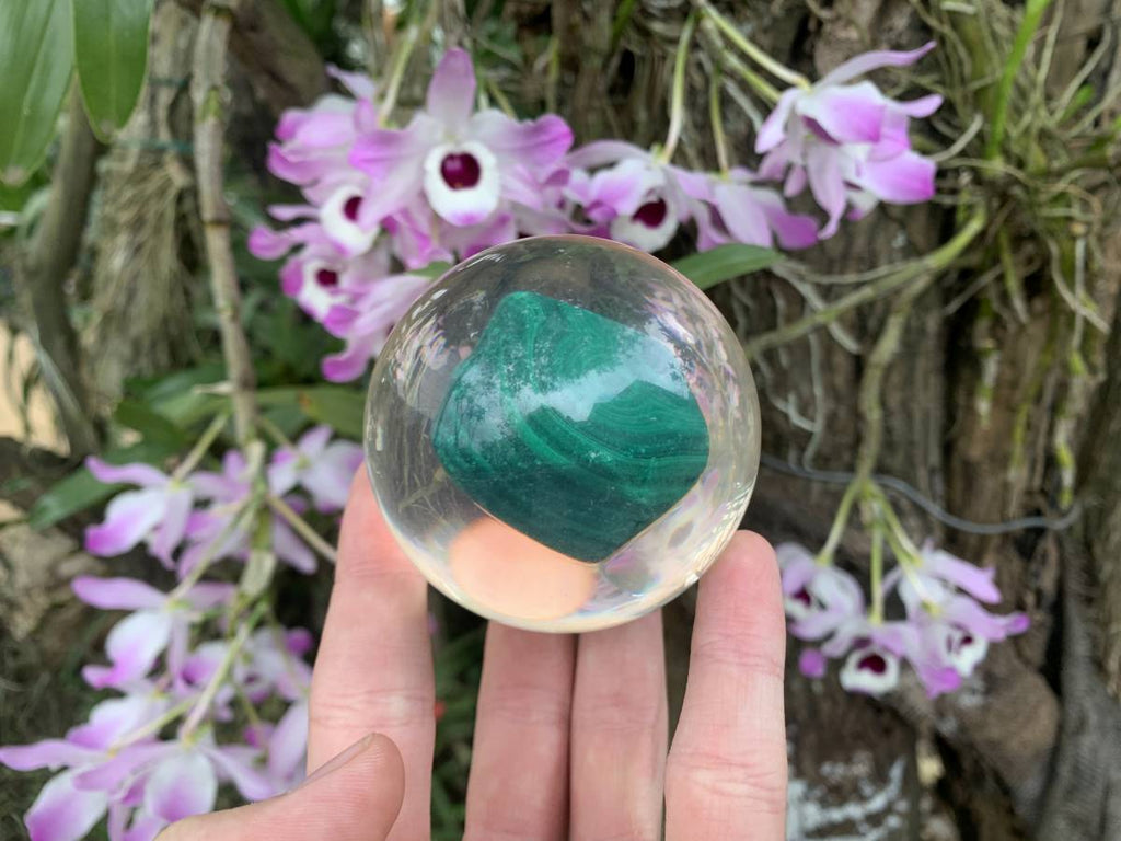 Polished Cobbed Malachite in PVC Resin Spheres x 1 From Congo