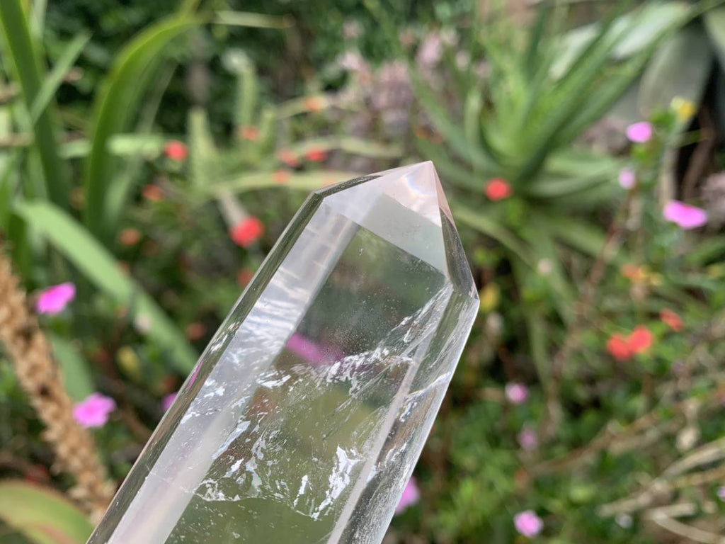 Polished Rainbow-Veil Clear Quartz Crystal x 1 from Madagascar