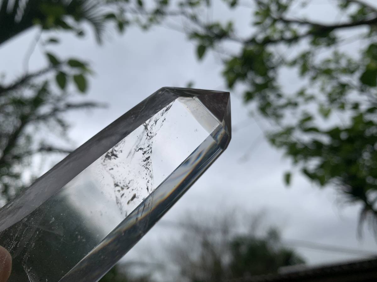 Polished Rainbow-Veil Clear Quartz Crystal x 1 from Madagascar