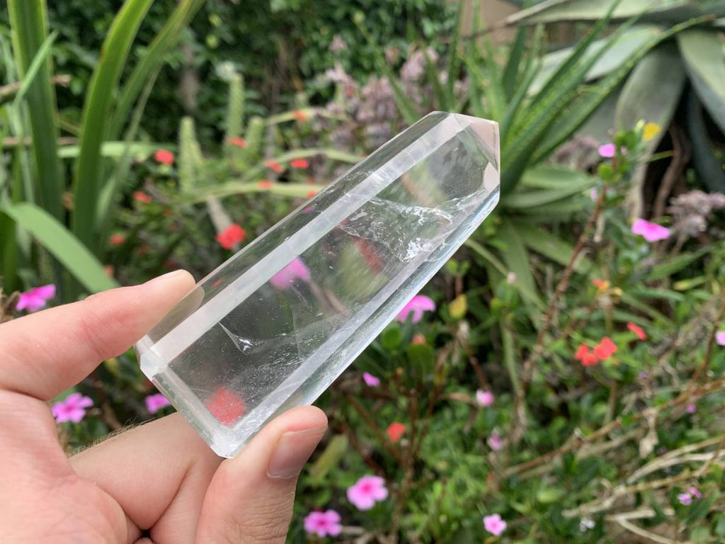 Polished Rainbow-Veil Clear Quartz Crystal x 1 from Madagascar