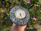 Polished Classic Snowflake Obsidian Alarm Clock x 1 From Mexico