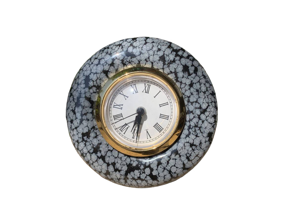 Polished Classic Snowflake Obsidian Alarm Clock x 1 From Mexico