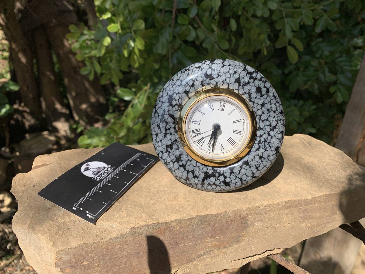 Polished Classic Snowflake Obsidian Alarm Clock x 1 From Mexico