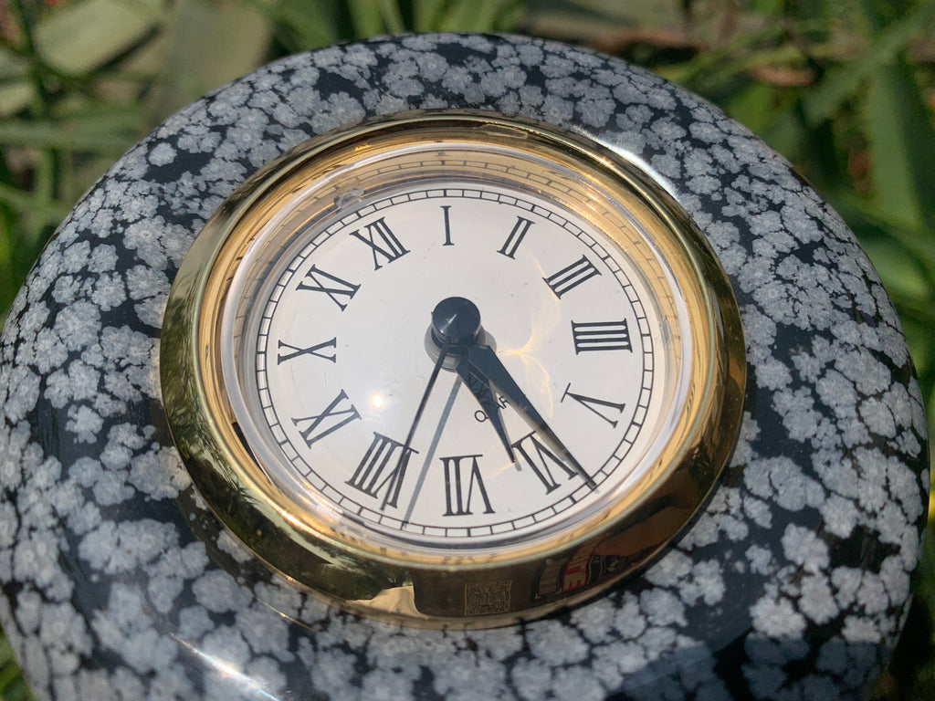 Polished Classic Snowflake Obsidian Alarm Clock x 1 From Mexico