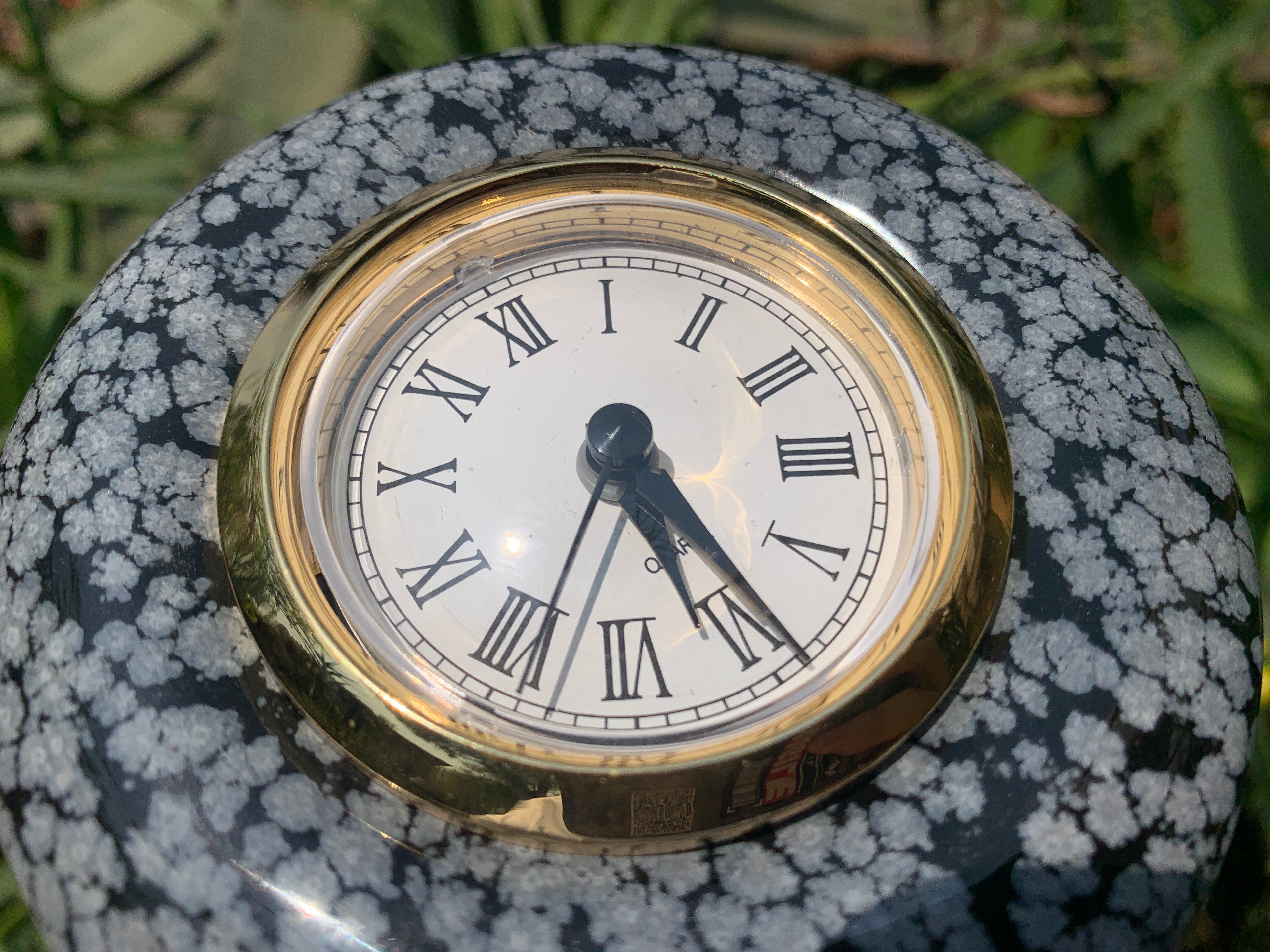 Polished Classic Snowflake Obsidian Alarm Clock x 1 From Mexico