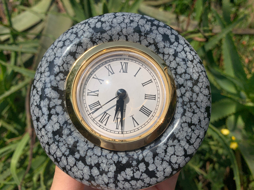 Polished Classic Snowflake Obsidian Alarm Clock x 1 From Mexico