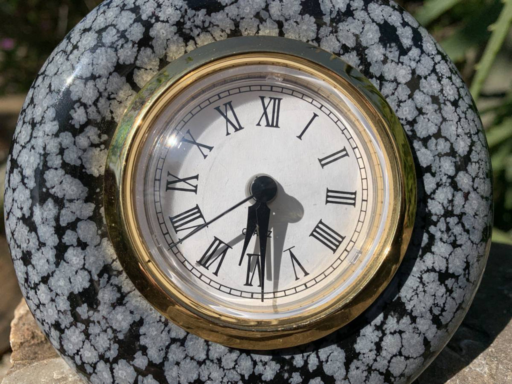 Polished Classic Snowflake Obsidian Alarm Clock x 1 From Mexico