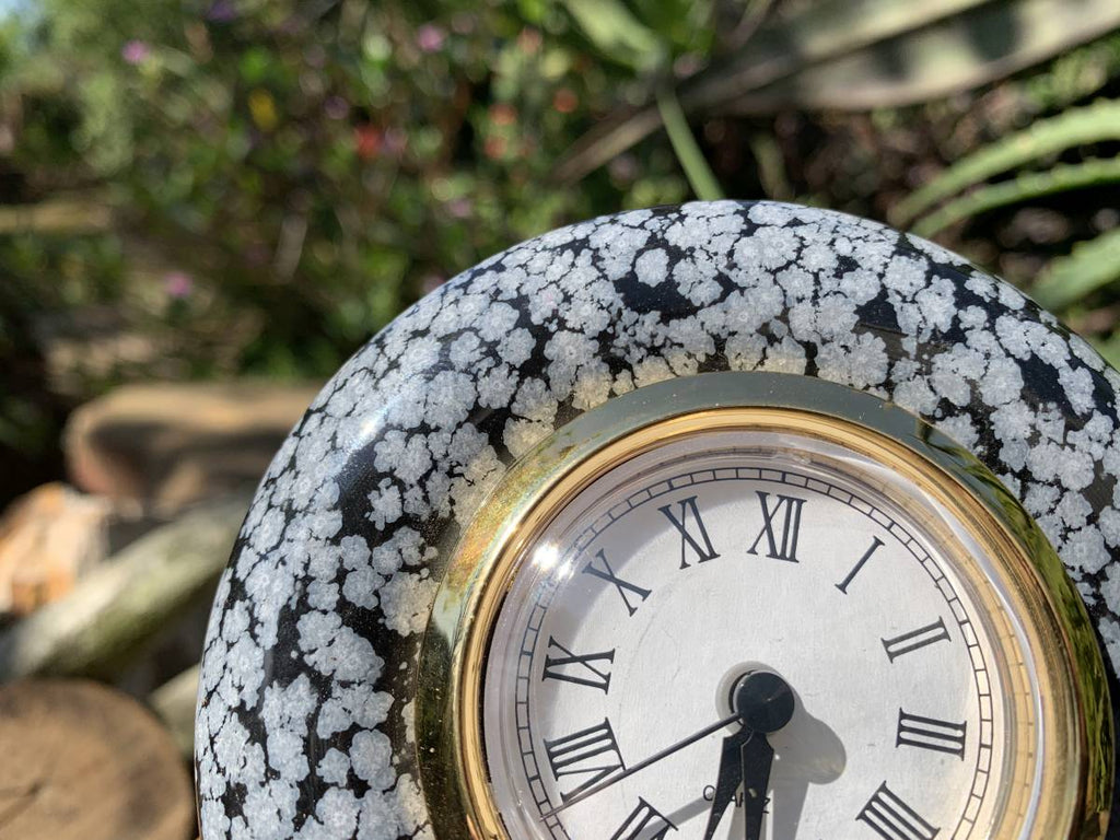 Polished Classic Snowflake Obsidian Alarm Clock x 1 From Mexico