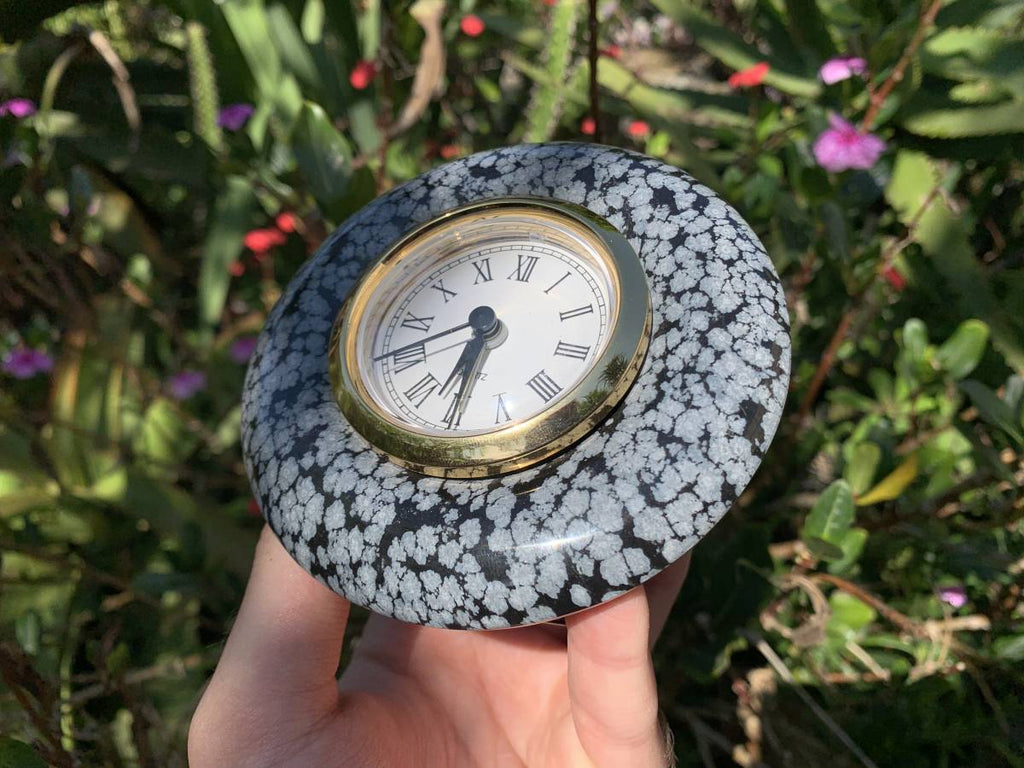 Polished Classic Snowflake Obsidian Alarm Clock x 1 From Mexico