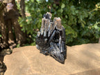 Natural Schorl Black Tourmaline Specimen with Fluorescent Hyalite Capping x 1 From Erongo, Namibia