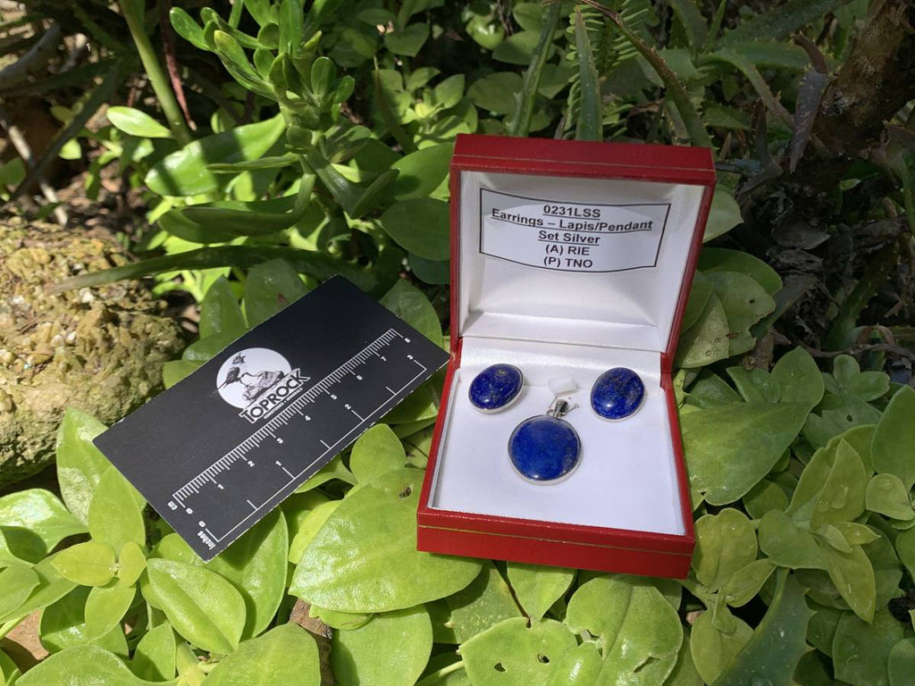 Hand Made Vintage Lapis Lazuli Pendant and Earrings Set in Sterling Silver - Sold Per Set - From Afghanistan