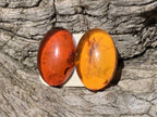 Polished Pair of Fossilised Baltic Amber Cabochons - Sold Per Pair - From Poland