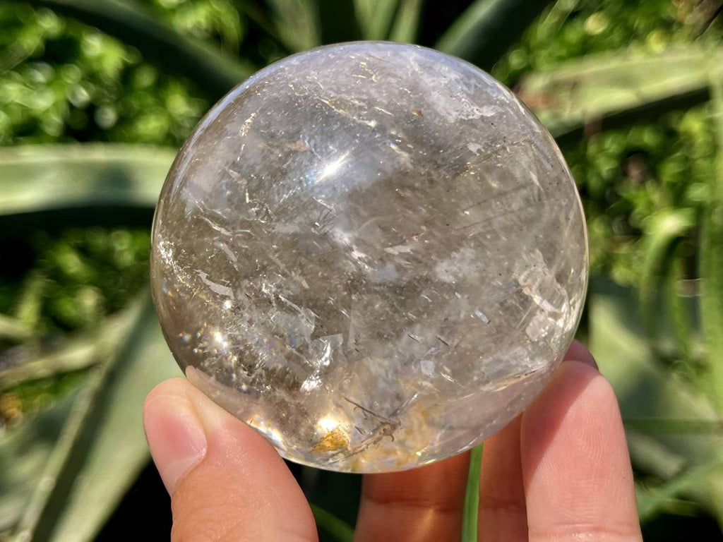 Polished Rainbow-Veiled Clear Quartz Crystal Ball x 1 From Madagascar