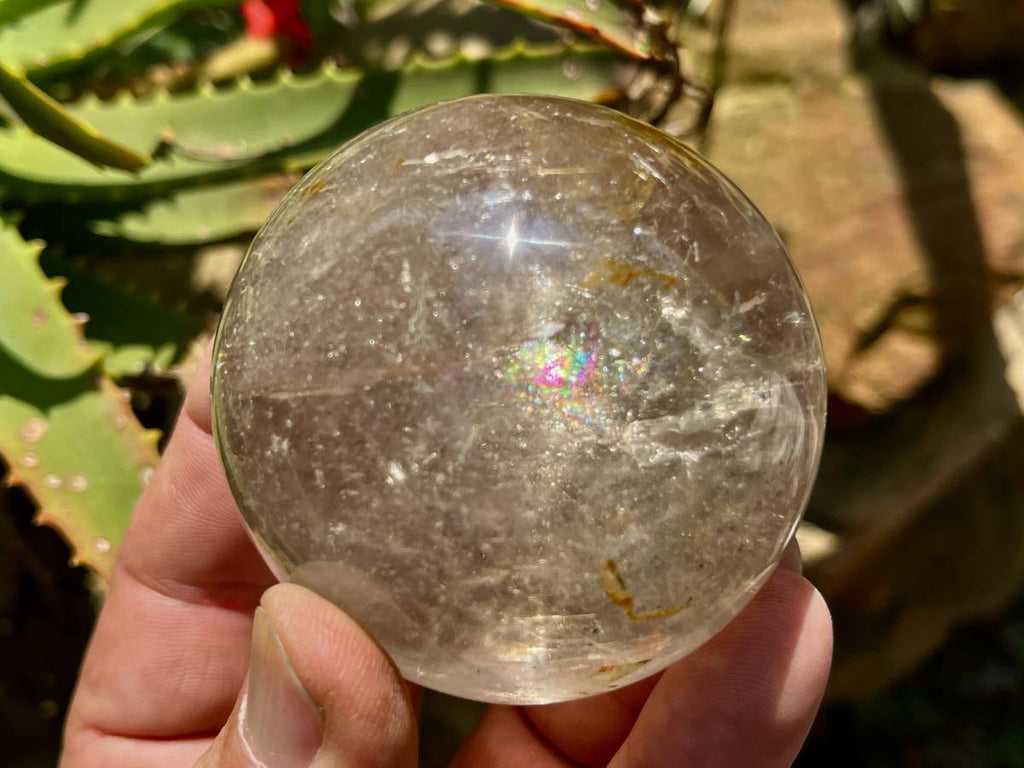 Polished Rainbow-Veiled Clear Quartz Crystal Ball x 1 From Madagascar