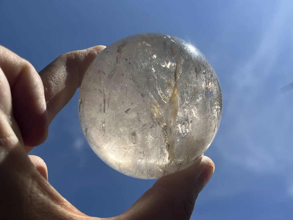 Polished Rainbow-Veiled Clear Quartz Crystal Ball x 1 From Madagascar
