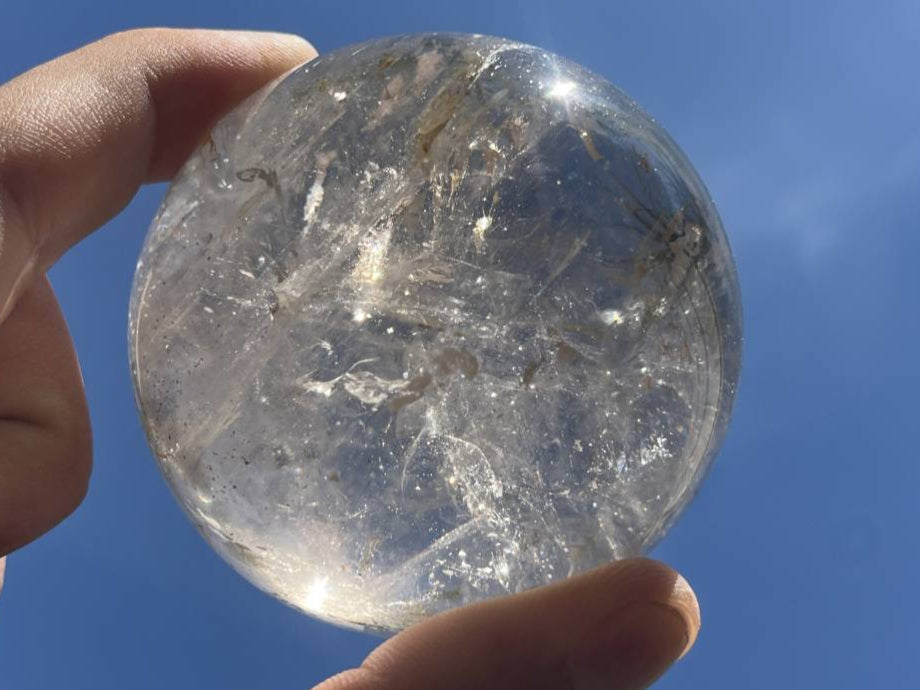Polished Rainbow-Veiled Clear Quartz Crystal Ball x 1 From Madagascar