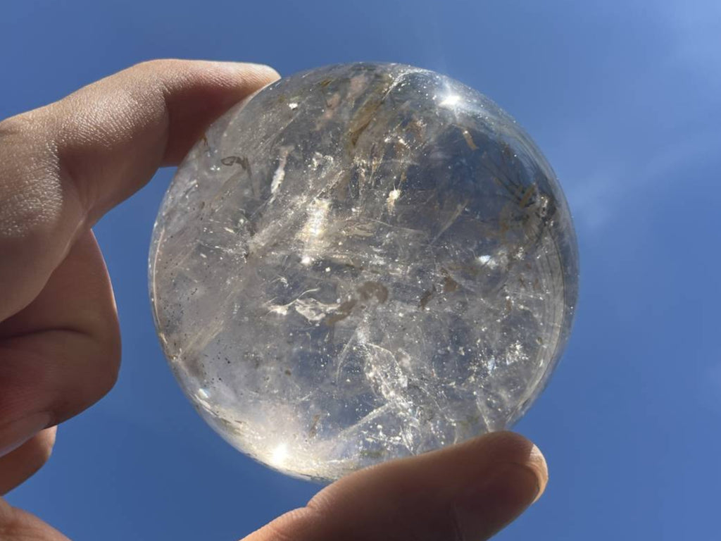 Polished Rainbow-Veiled Clear Quartz Crystal Ball x 1 From Madagascar