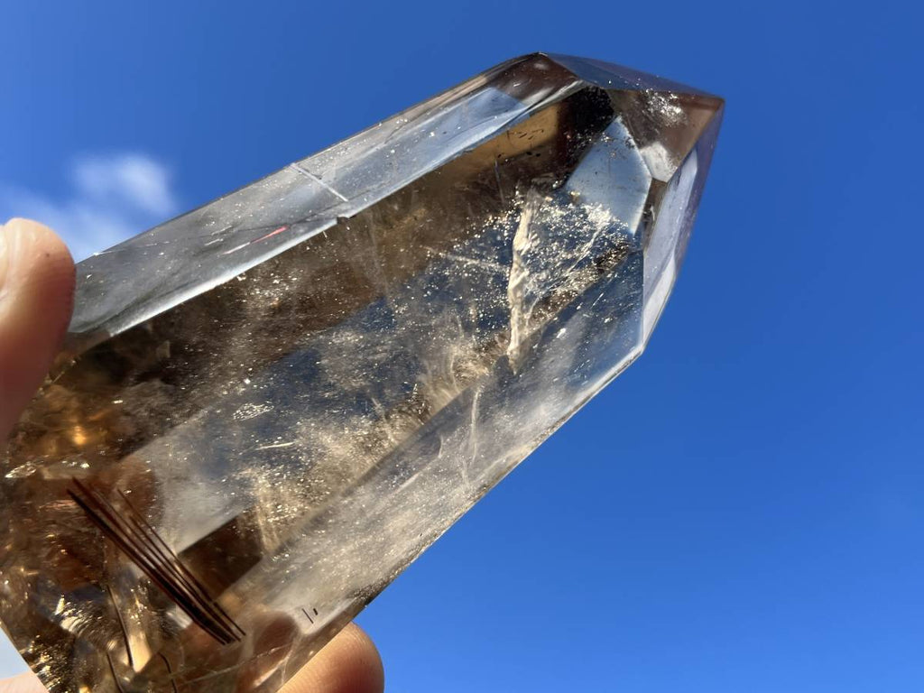 Polished Rutilated Smokey Quartz Crystal x 1 From Anzojorobe, Madagascar