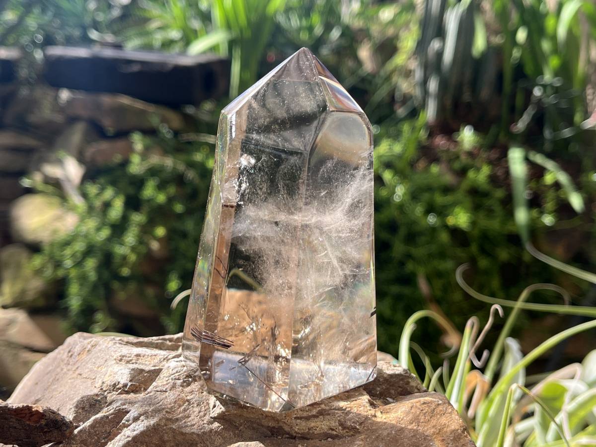 Polished Rutilated Smokey Quartz Crystal x 1 From Anzojorobe, Madagascar