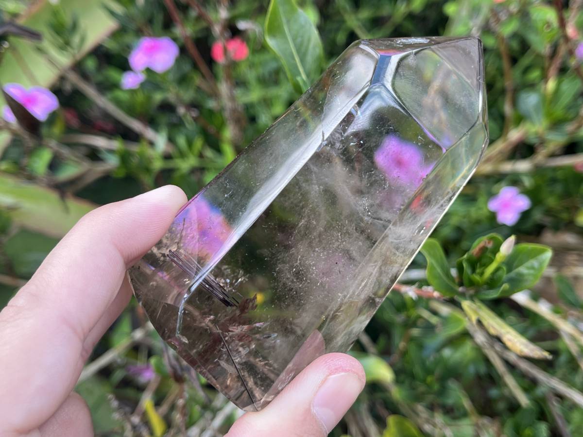 Polished Rutilated Smokey Quartz Crystal x 1 From Anzojorobe, Madagascar