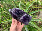 Polished Dark Chevron Amethyst Point x 1 From Zambia