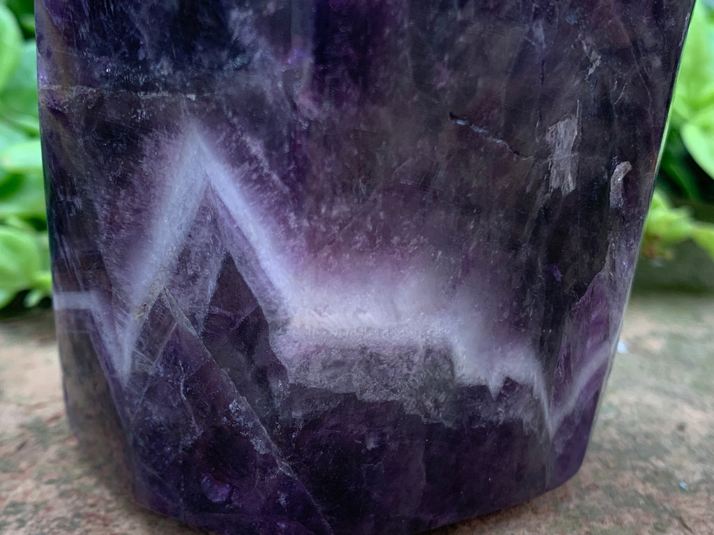 Polished Dark Chevron Amethyst Point x 1 From Zambia