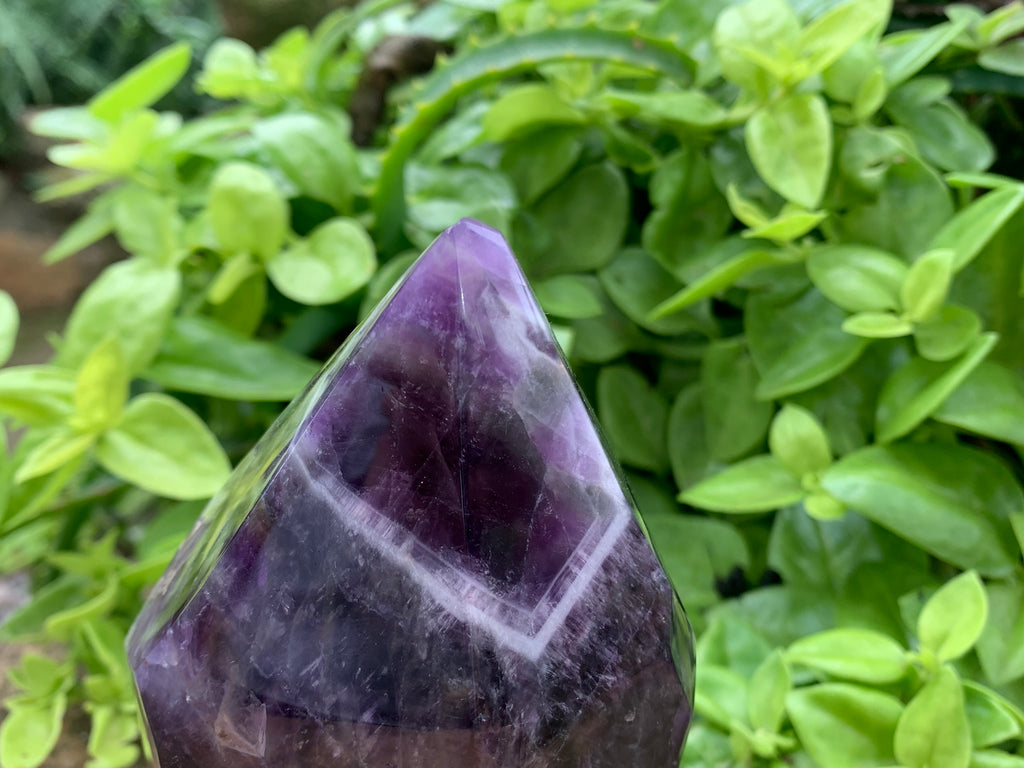 Polished Dark Chevron Amethyst Point x 1 From Zambia