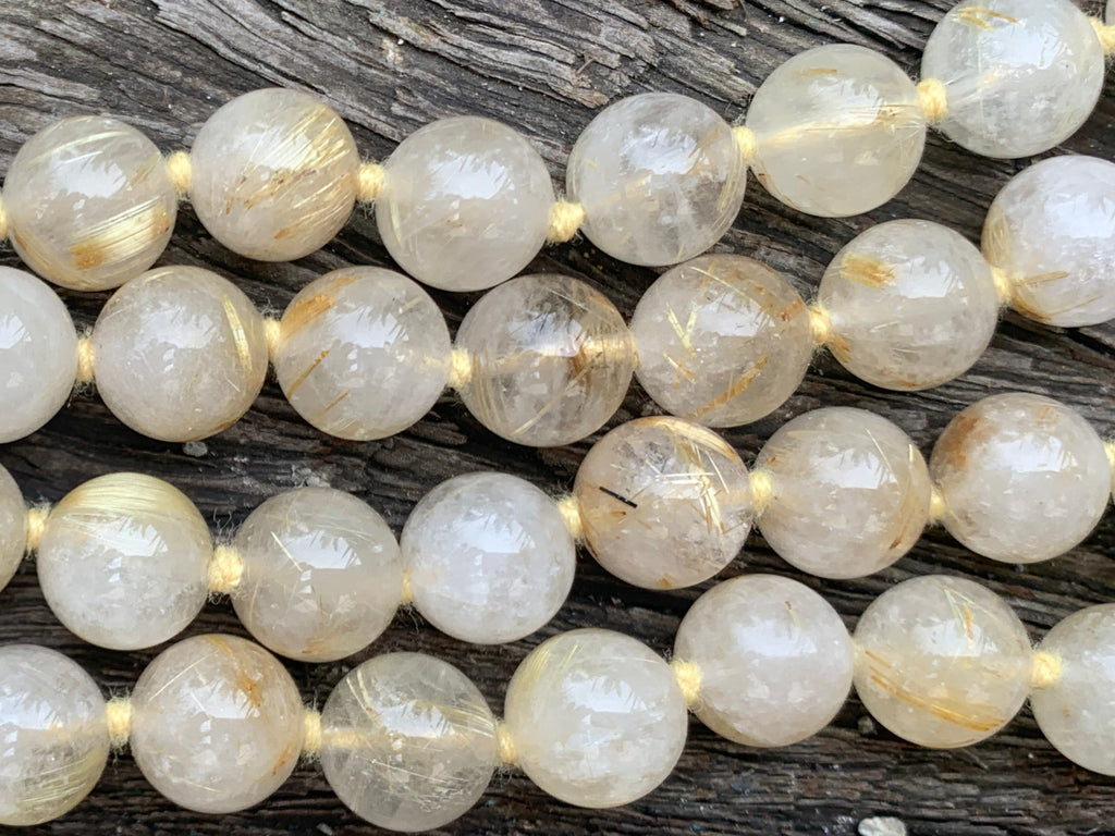 Hand-Made Golden Rutile Beaded Necklace - Sold Per Item - From Brazil