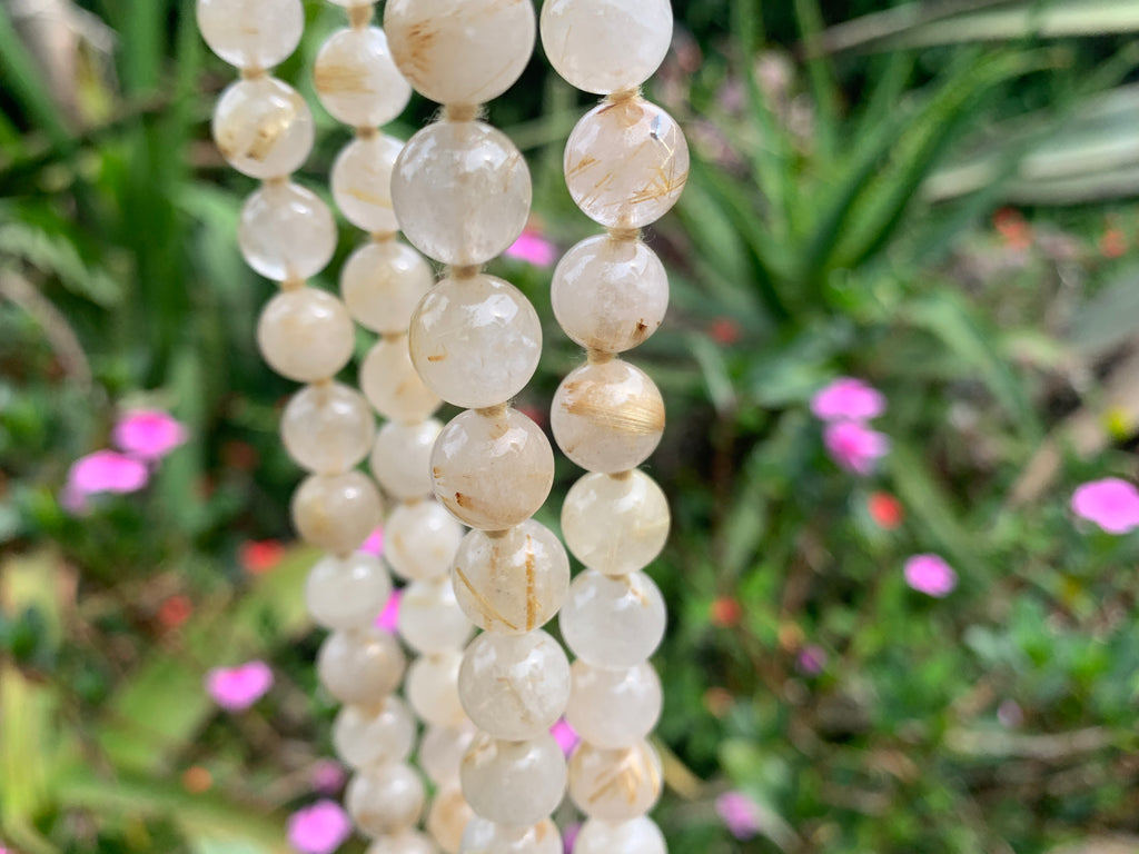 Hand-Made Golden Rutile Beaded Necklace - Sold Per Item - From Brazil