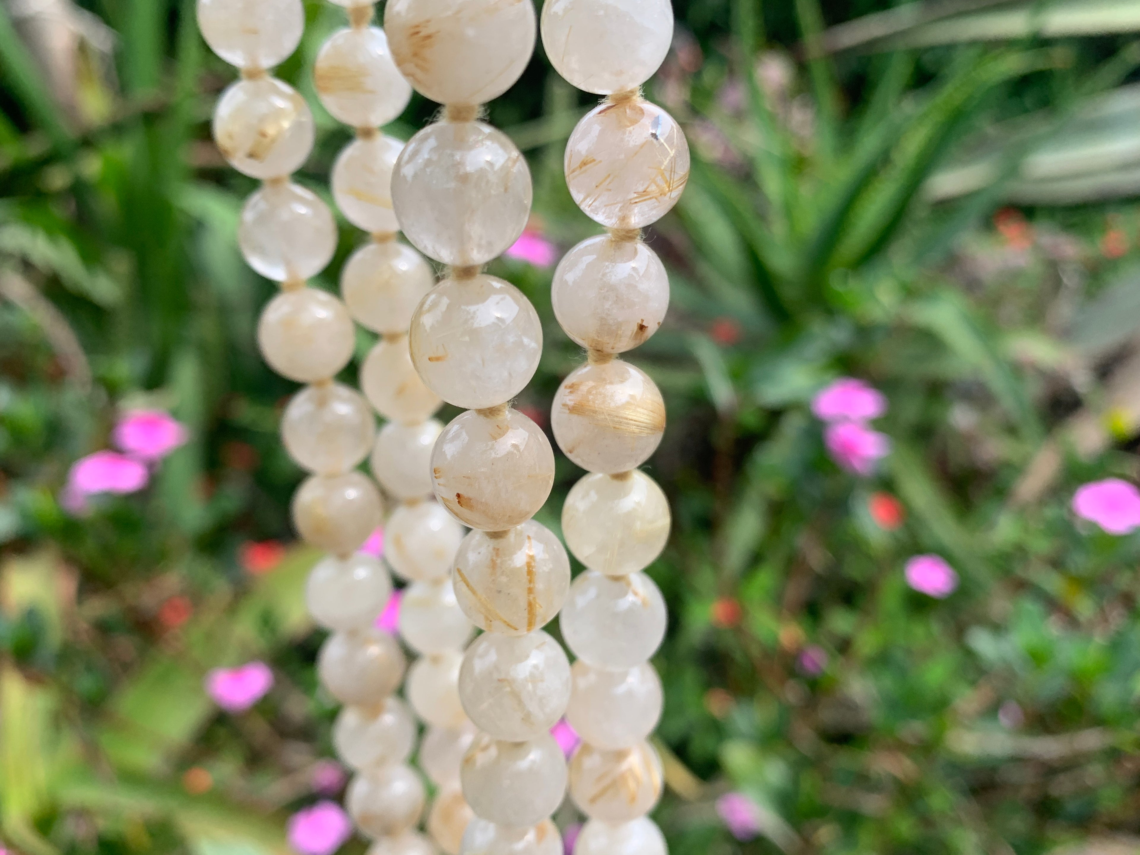 Hand-Made Golden Rutile Beaded Necklace - Sold Per Item - From Brazil