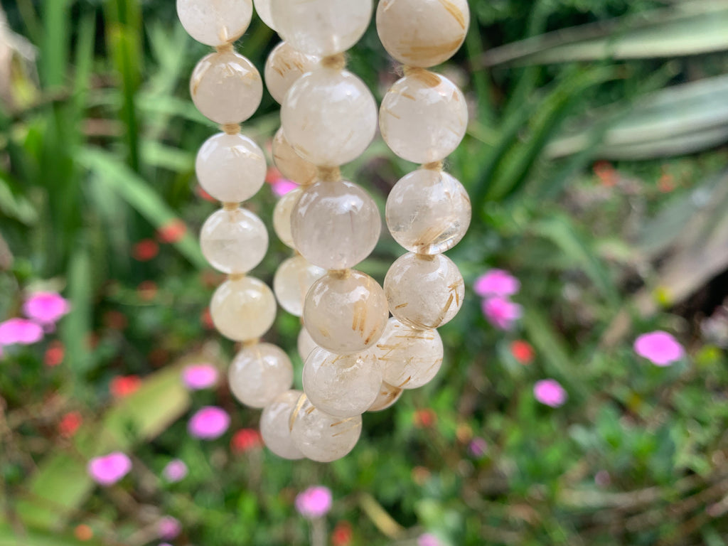 Hand-Made Golden Rutile Beaded Necklace - Sold Per Item - From Brazil