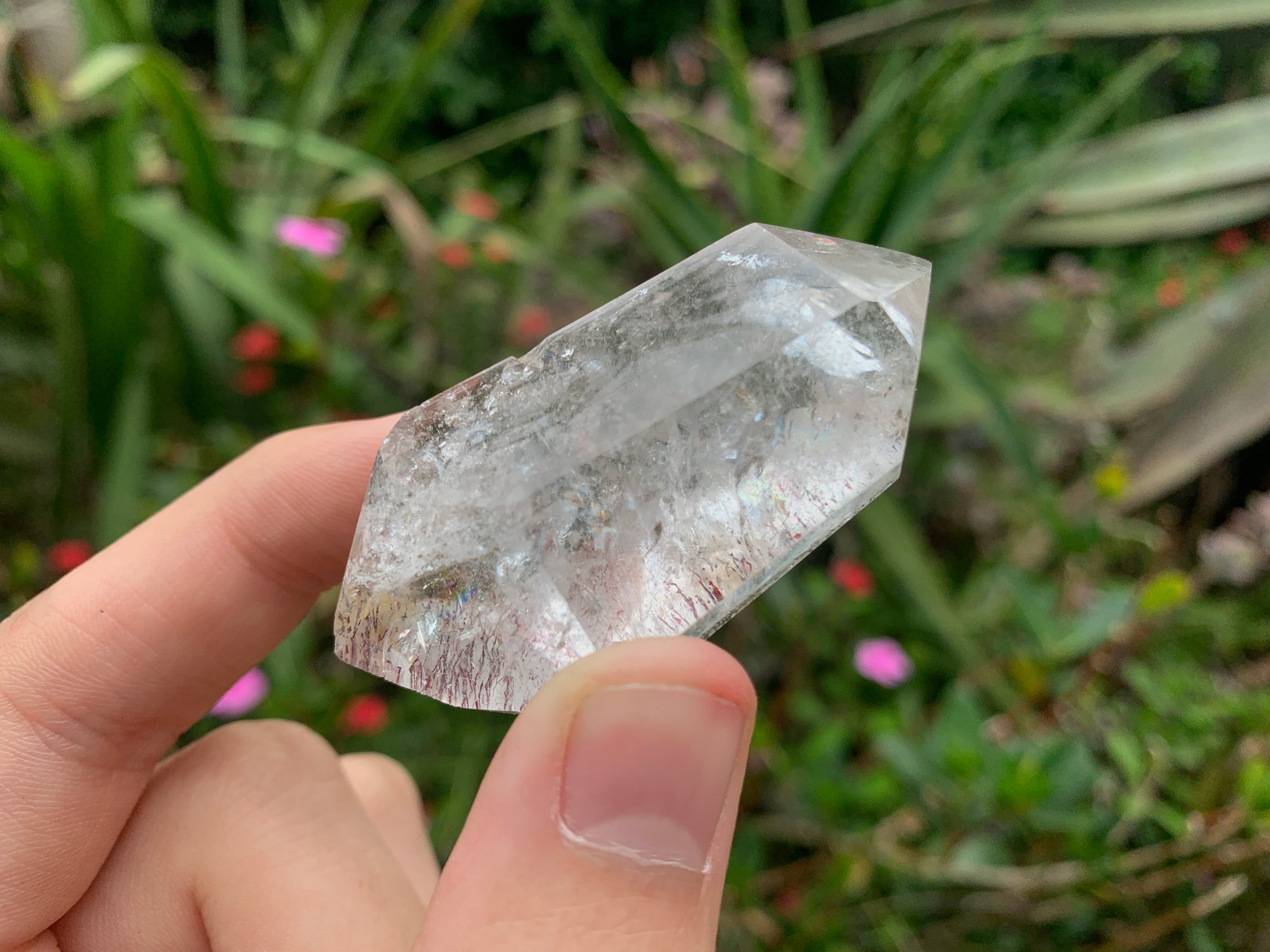 Polished Double Terminated Quartz Crystal with Lepidocrocite Inclusions x 1 From Madagascar