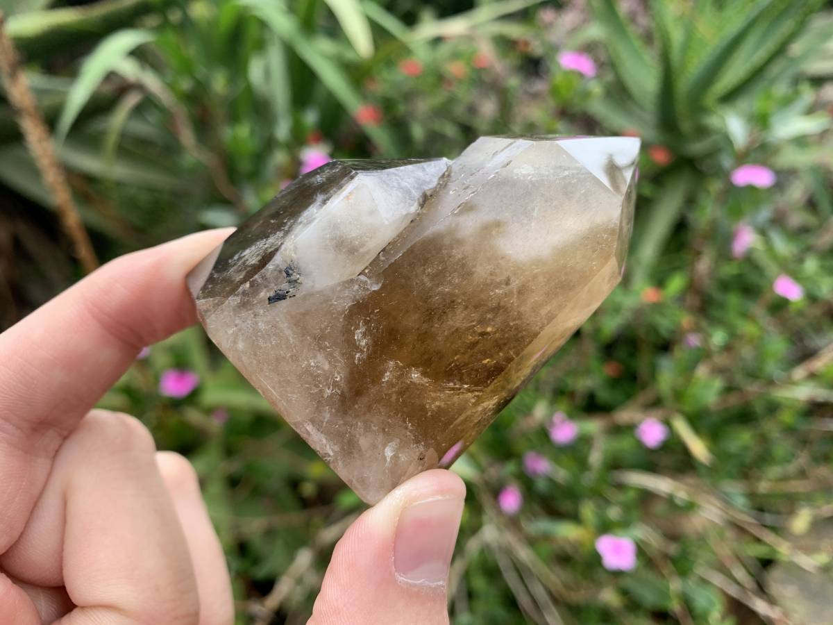 Polished Rare Smokey Citrine Twin Quartz Crystal x 1 From Madagascar