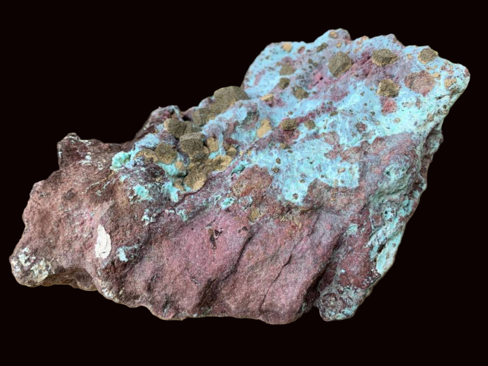 Natural Cubes of Kolwezite Pseudomorph after Malachite on Chrysocolla Coated Cobaltion Dolomite x 1 From Congo
