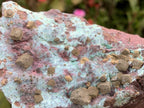 Natural Cubes of Kolwezite Pseudomorph after Malachite on Chrysocolla Coated Cobaltion Dolomite x 1 From Congo