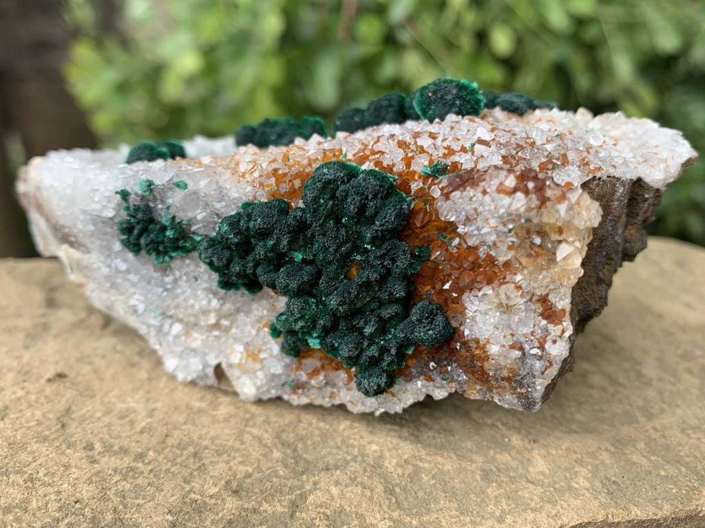 Natural Silky Ball Malachite on Druzy Crystalline Dolomite Matrix Specimen x 1 From Kambove, Congo