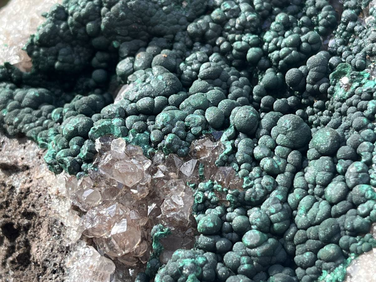 Natural Ball Malachite with Smokey Quartz on Dolomite Matrix Specimen x 1 From Kambove, Congo