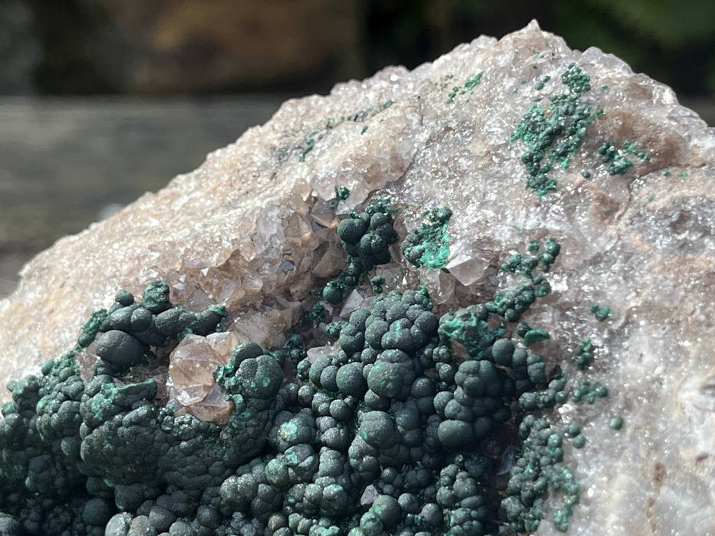 Natural Ball Malachite with Smokey Quartz on Dolomite Matrix Specimen x 1 From Kambove, Congo