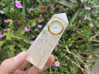 Hand-Made Rare Golden Rutile Rock, Crystal Quartz Clock Tower x 1 From Brazil