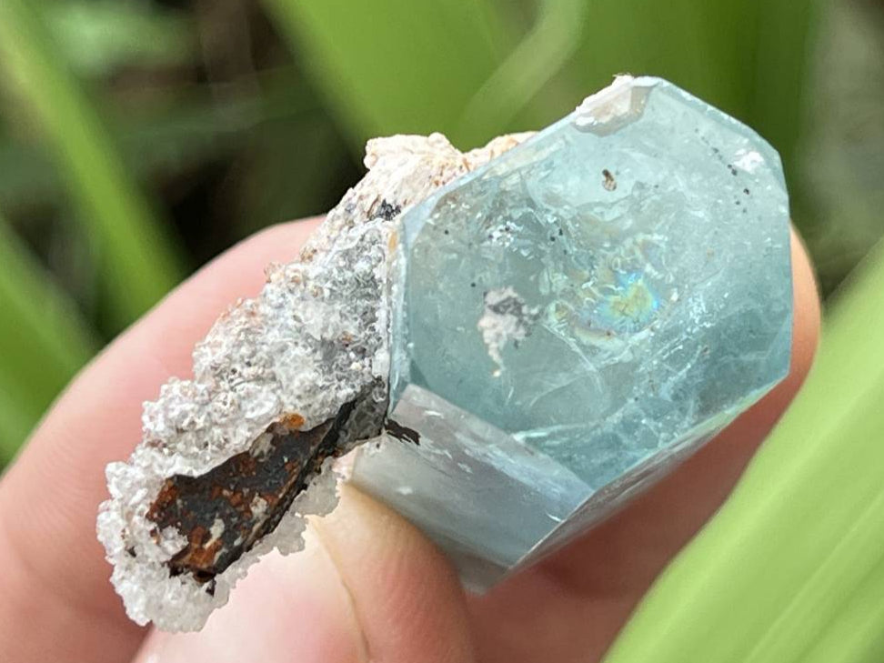 Natural Aquamarine Specimen with Fluorescent Hyalite Opal x 1 From Erongo, Namibia
