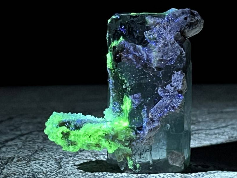 Natural Aquamarine Specimen with Fluorescent Hyalite Opal x 1 From Erongo, Namibia