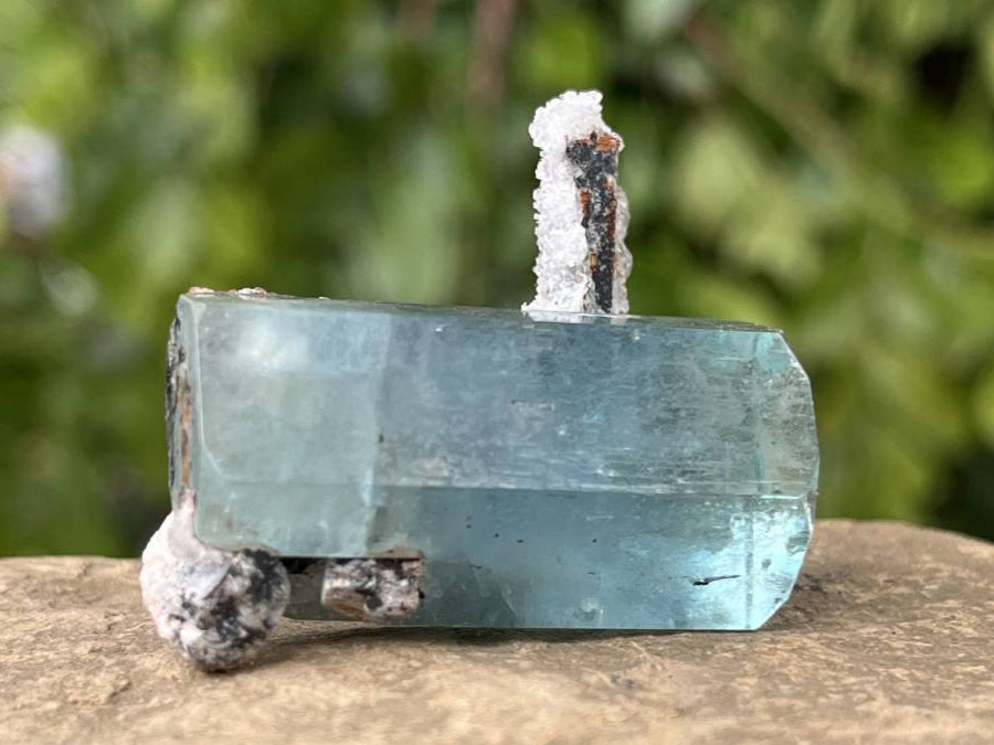 Natural Aquamarine Specimen with Fluorescent Hyalite Opal x 1 From Erongo, Namibia