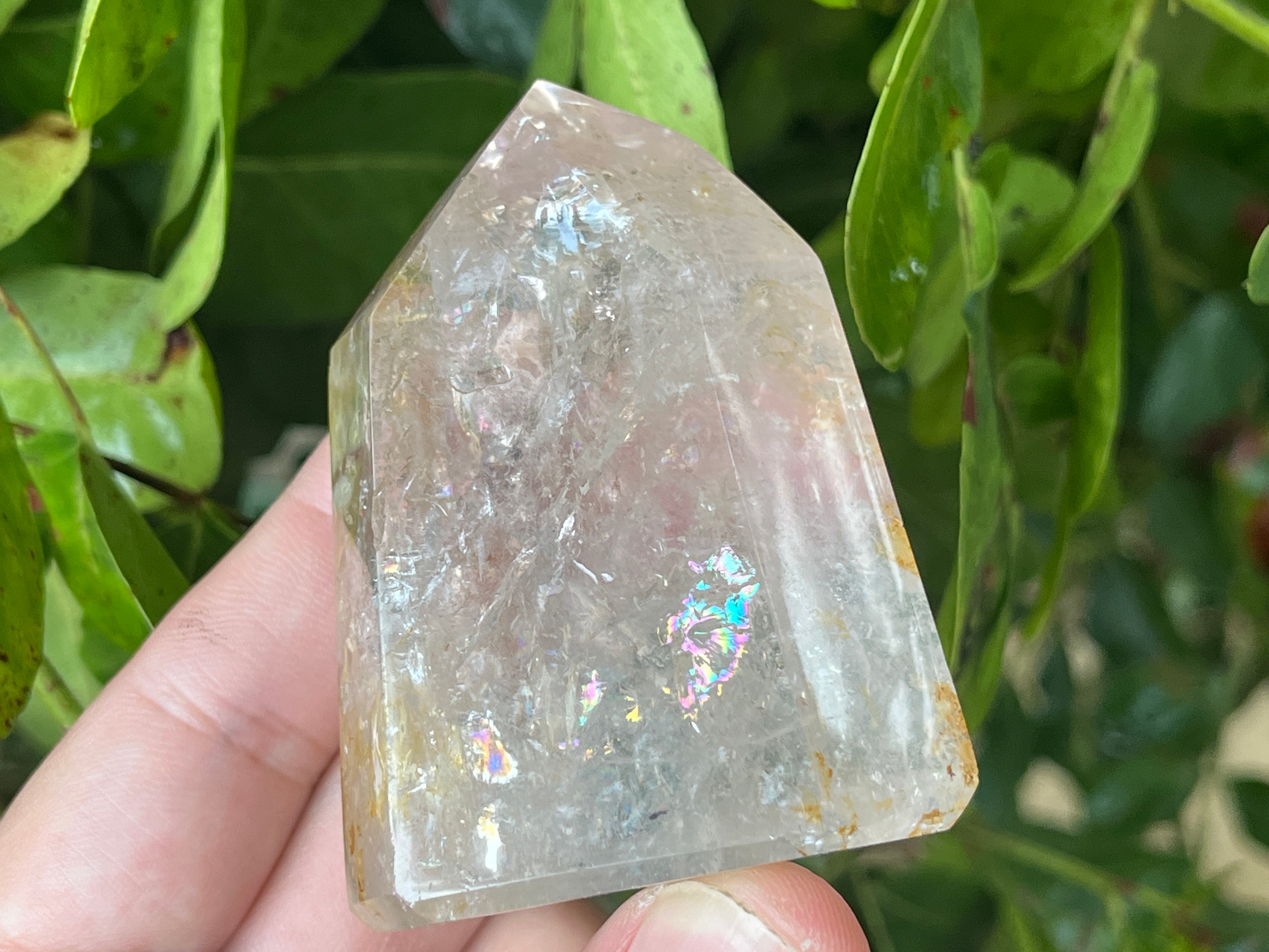 Polished Window Rainbow Quartz Crystal x 1 From Akansobe, Madagascar