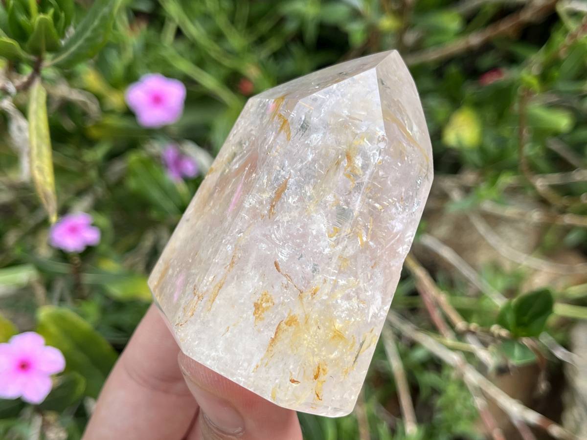 Polished Window Rainbow Quartz Crystal x 1 From Akansobe, Madagascar