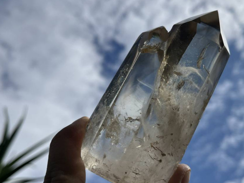 Polished Twin Window Smokey Citrine Quartz Crystal x 1 From Anzojorabe, Madagascar
