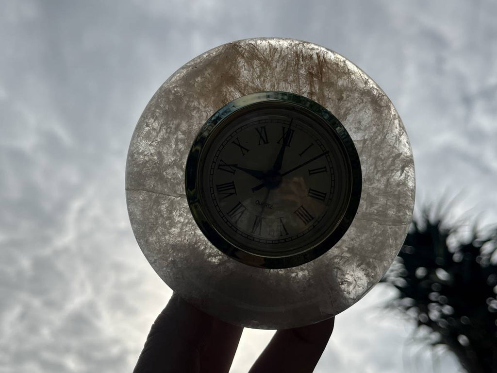 Hand Made Rare Golden Rutile Quartz Alarm Clock x 1 From Brazil
