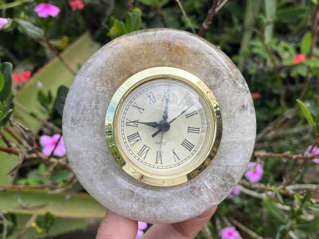 Hand Made Rare Golden Rutile Quartz Alarm Clock x 1 From Brazil