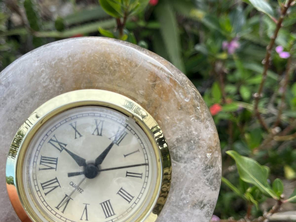 Hand Made Rare Golden Rutile Quartz Alarm Clock x 1 From Brazil