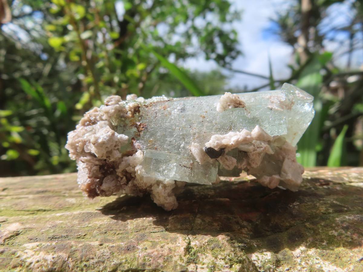 Natural Aquamarine Specimen with Fluorescent Hyalite Opal x 1 From Erongo, Namibia