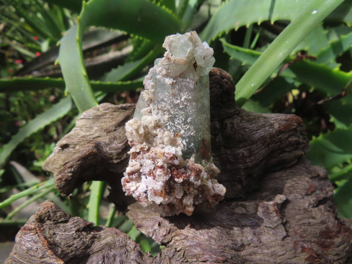 Natural Aquamarine Specimen with Fluorescent Hyalite Opal x 1 From Erongo, Namibia